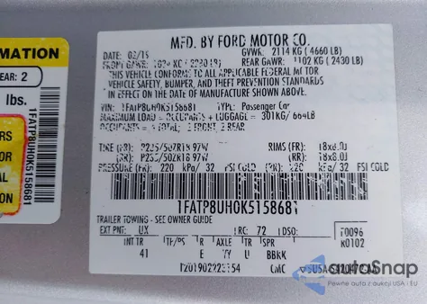 2019 Ford Mustang Ecoboost Premium z USA, uszkodzony, nr VIN 1FATP8UH0K5158681